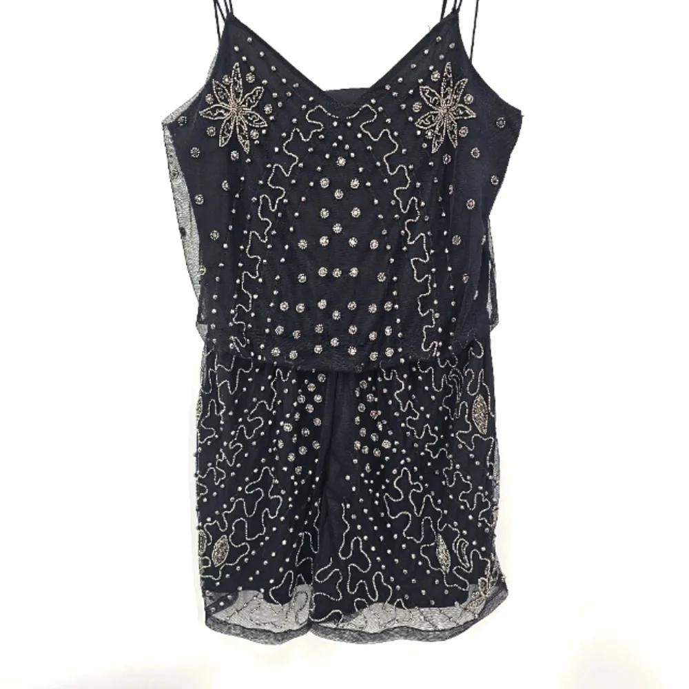 Dex Black Beaded Romper | Size L | Glam Party Festival Look - Picture 1 of 7